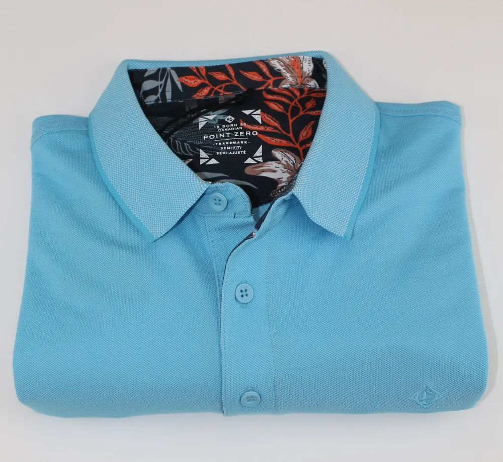 Textured Polo - Aqua