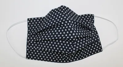 Polka Dot Italian Print Face Mask w/ Nose Wire - Navy w/White