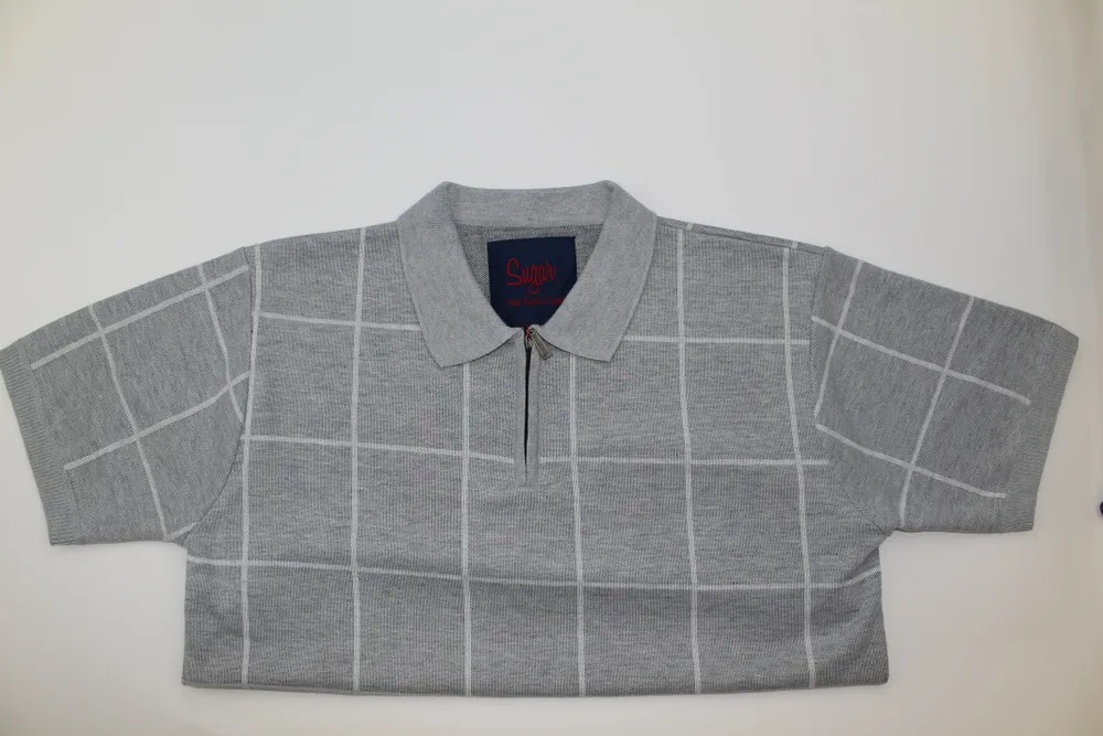 Zippered Check Polo