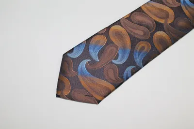 Microfibre Large Paisley Tie - Brown / Blue