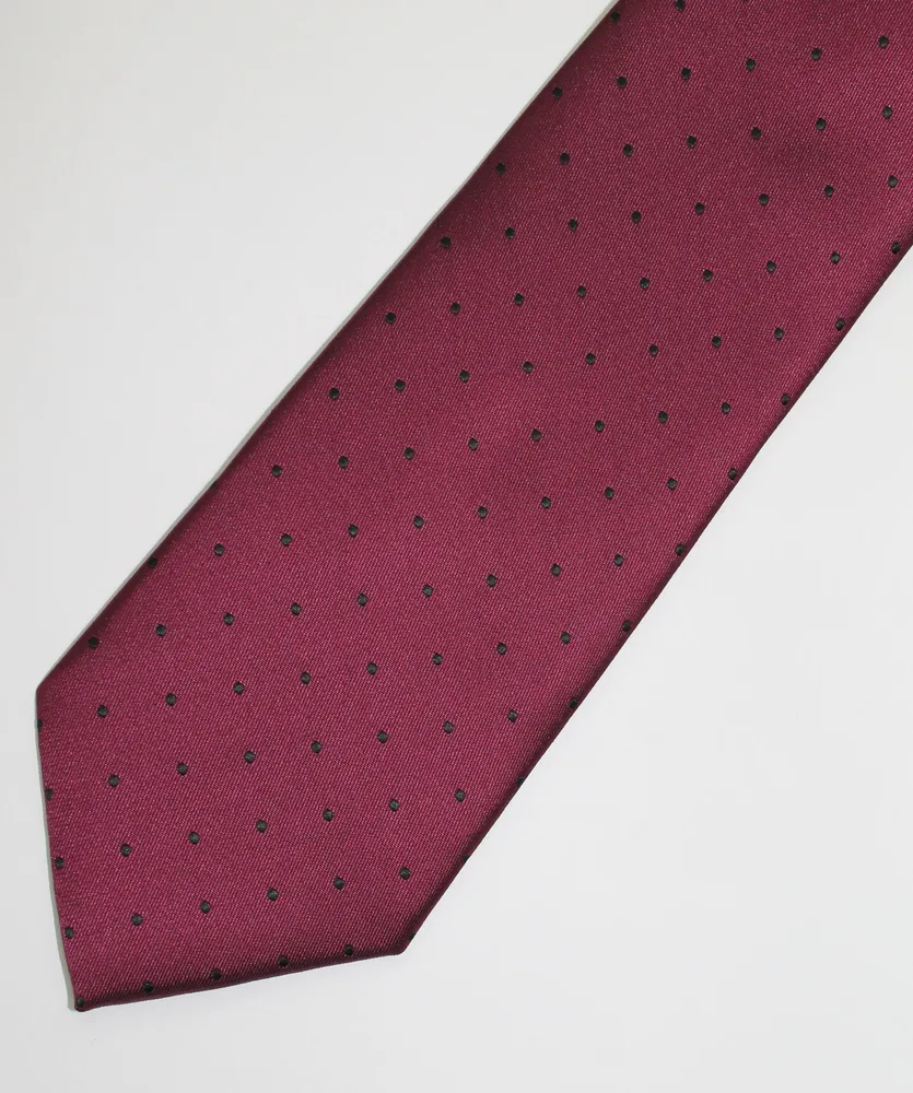 Poly/Silk Dot Tie - Burgundy / Black