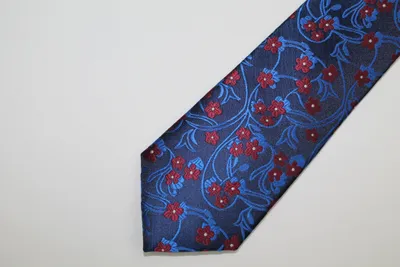 Microfibre Floral Tie - Burgundy / Blue