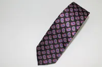 Poly/Silk Small Paisley Tie - Black / Pink