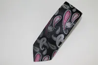 Pure Silk Paisley Tie - Pink / Black