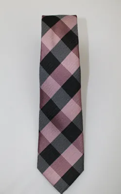 Boys Large Check Tie - Pink