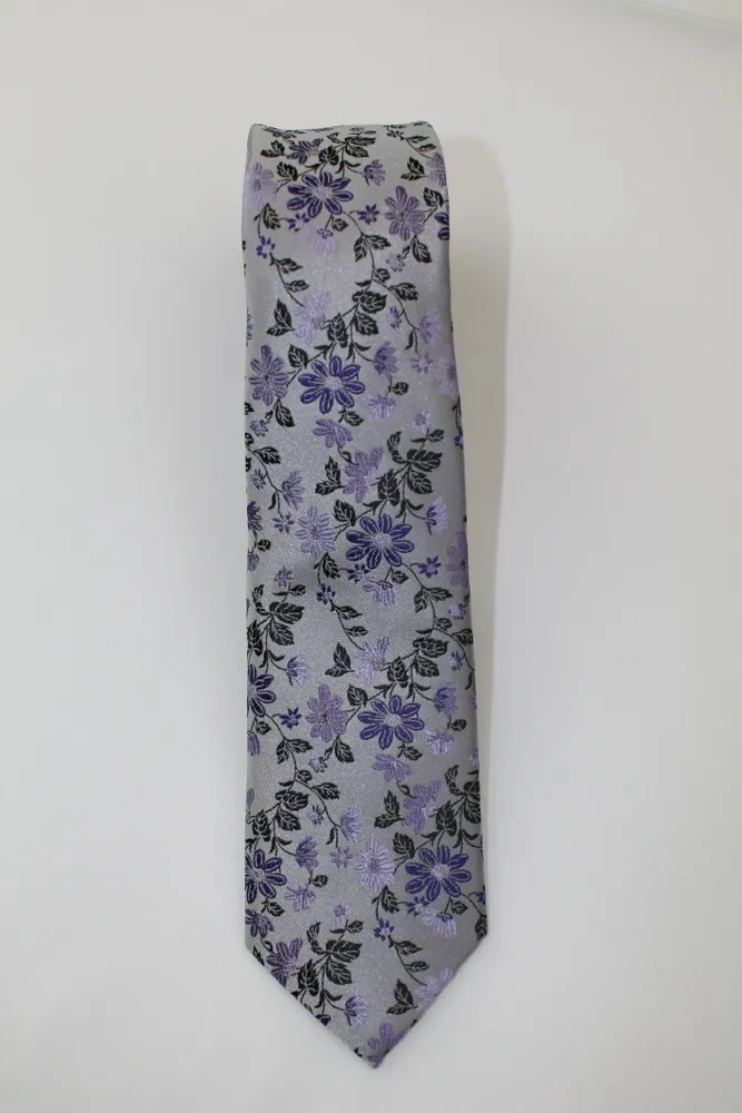 Boys Floral Tie - Purple