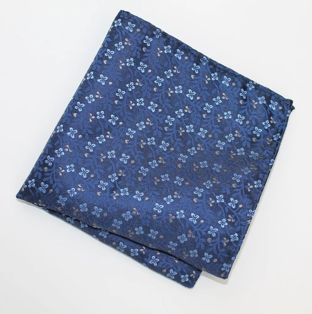 Floral Pocket Square - Navy