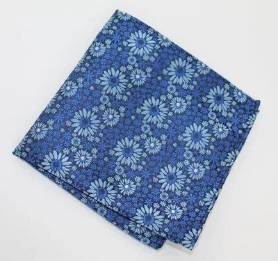 Silk Floral Pocket Square - Blue