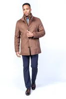 Wool/Cashmere Car Coat with Removable Bib