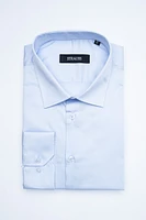 Cotton Satin Finish Solid Dress Shirt - Light Blue