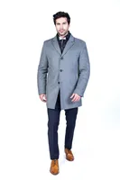Solid Wool/Cashmere Topcoat with Zip Out Collar