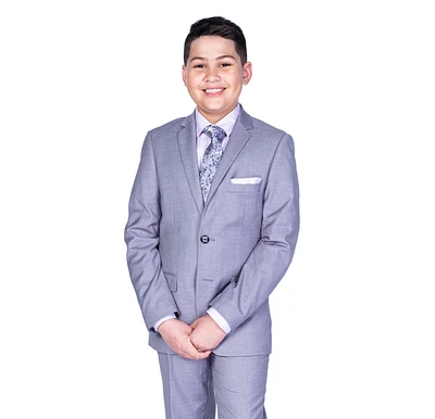Kids Solid Stretch Suits - Silver