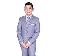 Kids Solid Stretch Suits - Silver