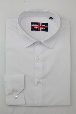 Kids Solid Dress Shirt - White