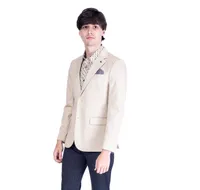 Solid Textured Sports Jacket - Sand