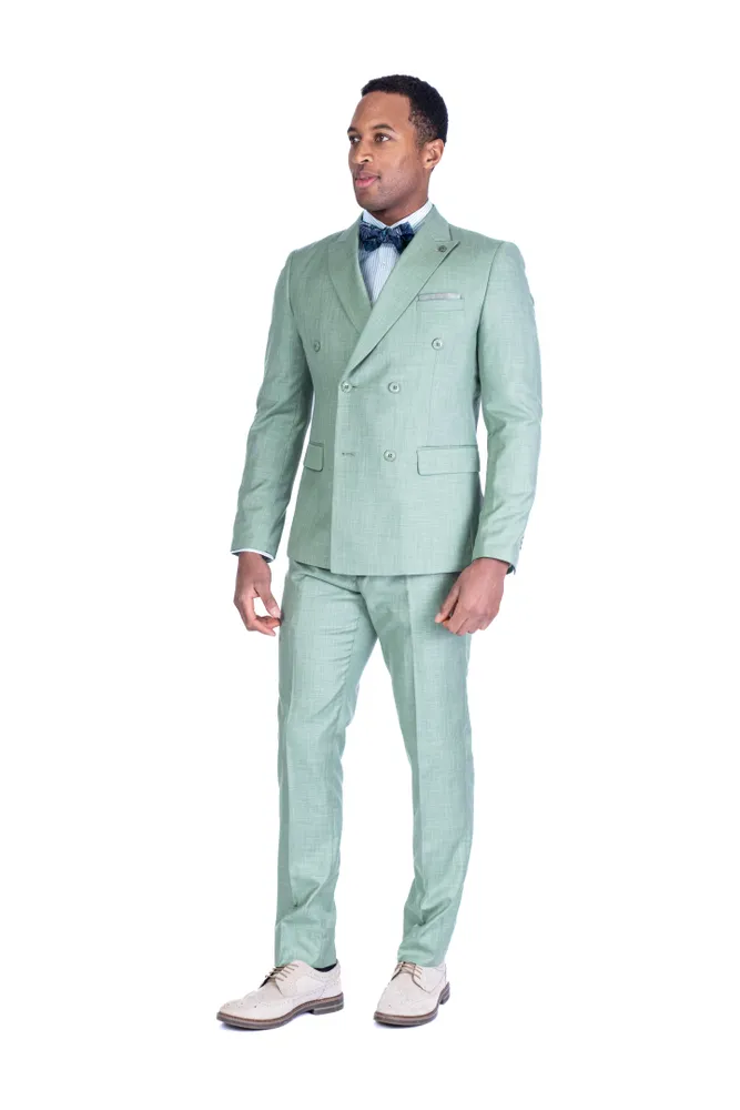 Double-Breasted Modern Slim Fit Suit