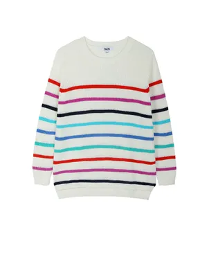 The Emma: Stripe Crewneck Shaker Stitch Sweater