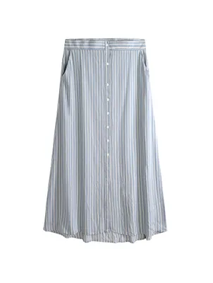 Stripe High-Low Midi Skirt