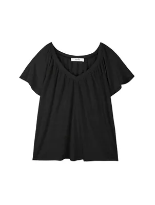 Lotus Sleeve V-Neck Top