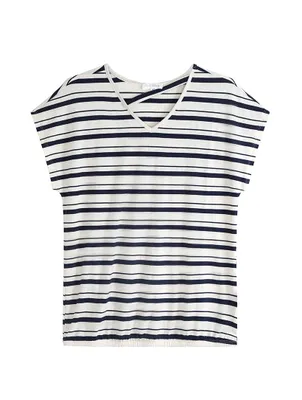 Stripe Dolman Sleeve V-Neck Top