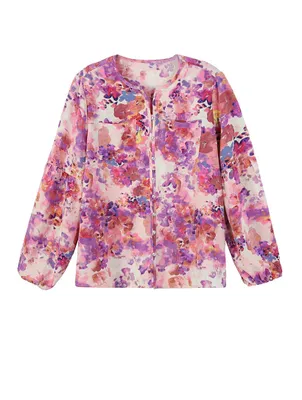 Floral Pocket Puff Sleeve Blouse