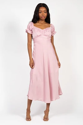 Cindy Satin Off-The-Shoulder Midi Dress