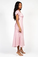 Cindy Satin Off-The-Shoulder Midi Dress