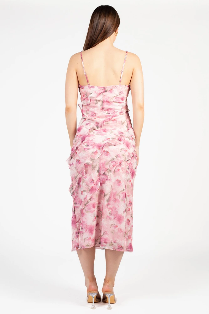 Maribelle Floral Ruffle Midi Dress