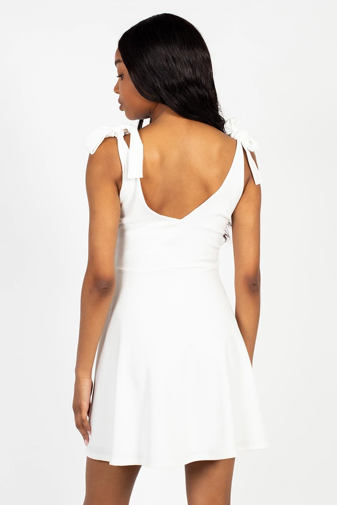 Gabriella Tie Shoulder Skater Mini Dress
