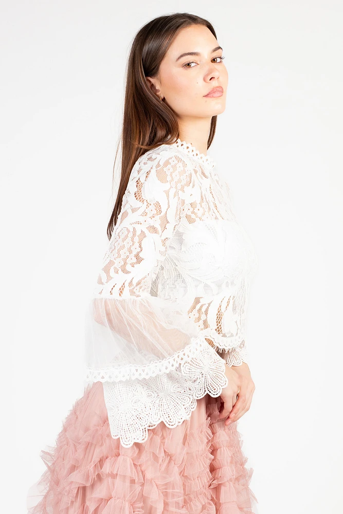 Addison Lace Bell Sleeve Blouse