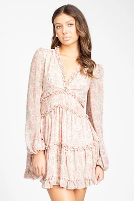 Madison Floral Ruffle Trim Mini Dress