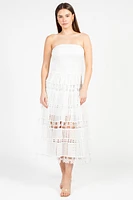 Mia Strapless Eyelet Midi Dress