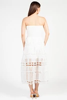 Mia Strapless Eyelet Midi Dress