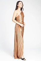 Alora Pleated Shimmer Hi Lo Maxi Dress