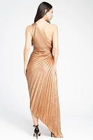Alora Pleated Shimmer Hi Lo Maxi Dress