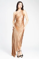 Alora Pleated Shimmer Hi Lo Maxi Dress