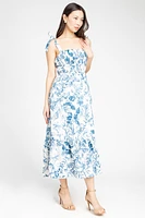 Donna Shirred Floral Maxi Dress