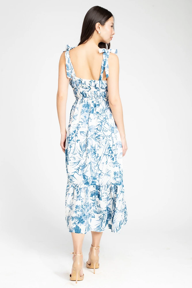 Donna Shirred Floral Maxi Dress