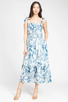 Donna Shirred Floral Maxi Dress