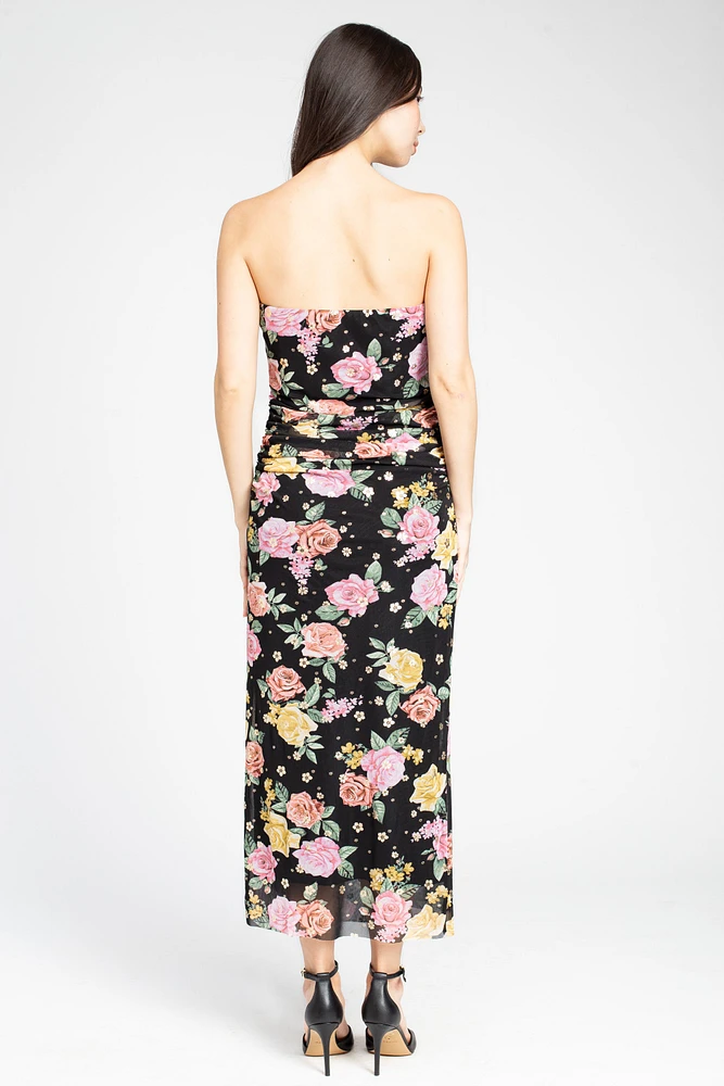 Elise Floral Ruched Maxi Dress