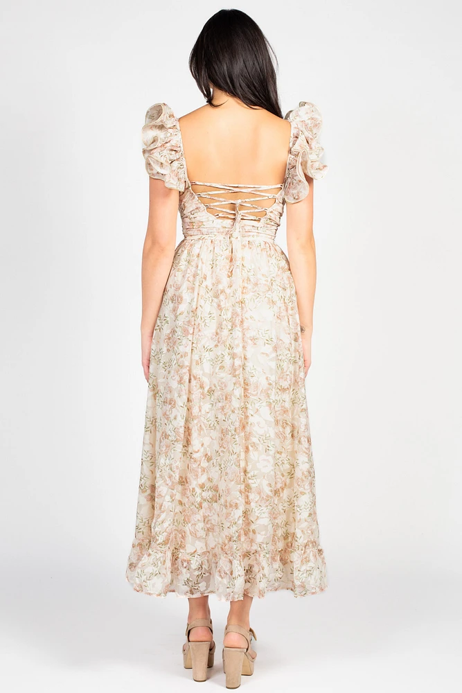Secret Garden Backless Floral Maxi Dress