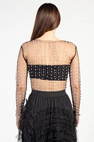 Rylee Pearl Embellished Crop Blouse