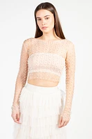 Rylee Pearl Embellished Crop Blouse