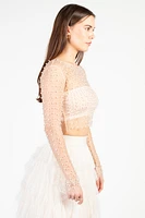 Rylee Pearl Embellished Crop Blouse