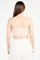Rylee Pearl Embellished Crop Blouse