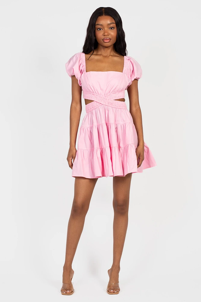 Avelyn Cut Out Babydoll Mini Dress