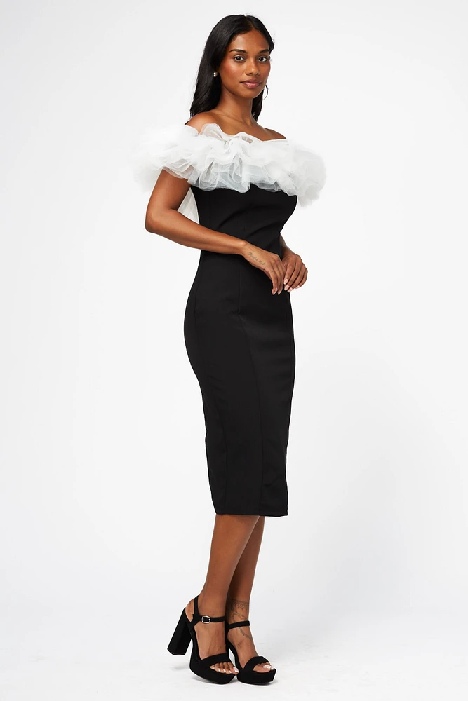 Lottie Tulle Trim Midi Dress