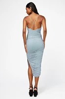Kehlani Pearl Mesh Ruched Midi Dress