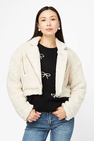 Honey Teddy Crop Moto Jacket