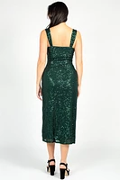 Evergreen Elegance Sequin Midi Dress
